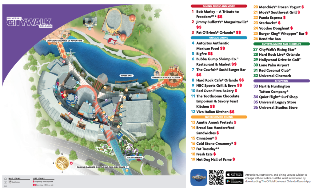 mapa do CityWalk Mapa do CityWalk