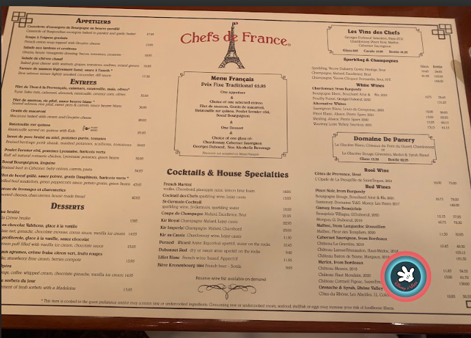Menu Chefs de France