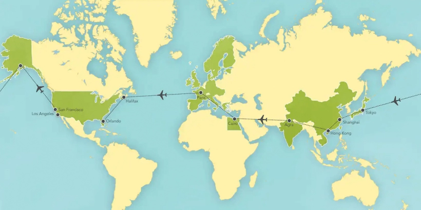 Mapa Mundi com roteiro