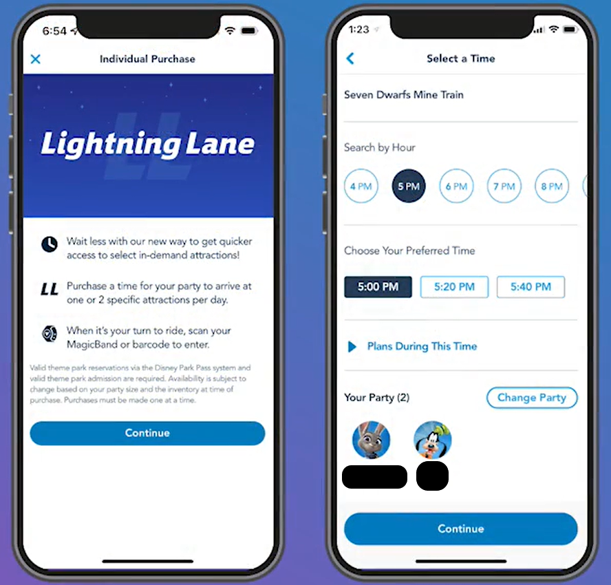 Tela da Lightning Lane