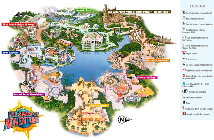 Mapa do Islands of Adventure